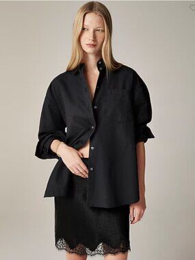 J.Crew Etienne Oversized Shirt in Lightweight Oxford . Black . Med . Worn Once